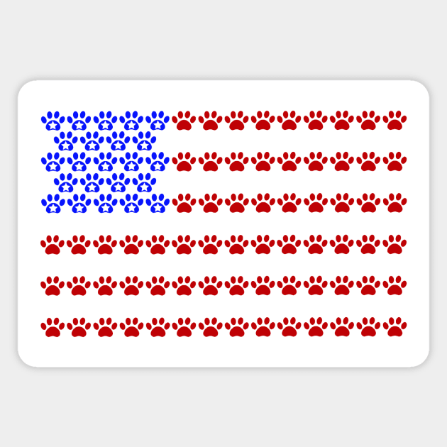 Patriotic Paw Print US Flag Sticker by ARTWORKandBEYOND